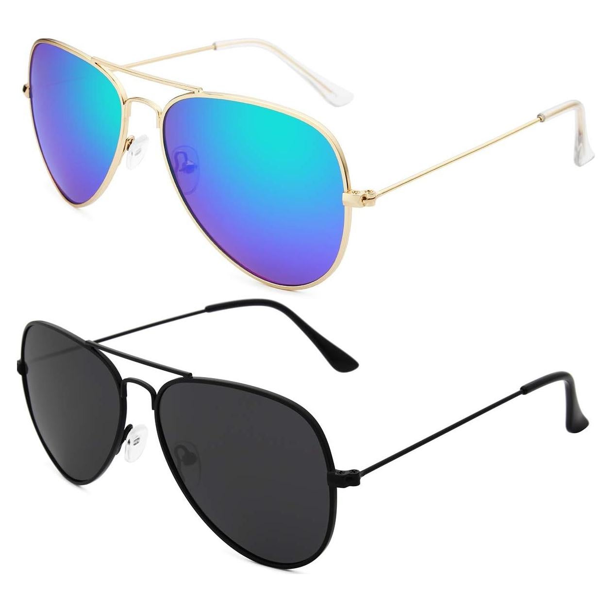 Gafas de sol aviador polarizadas Livho UV400 doradas y negras