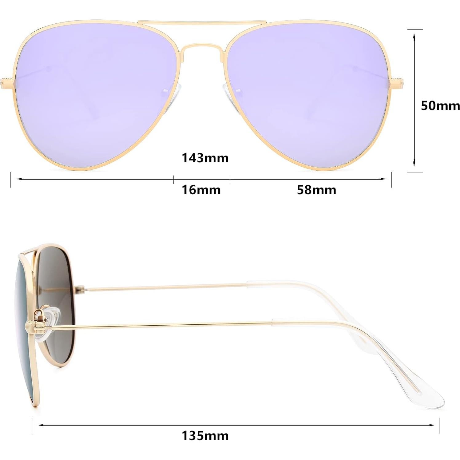 Gafas de sol aviador polarizadas Livho UV400 Oro Lila