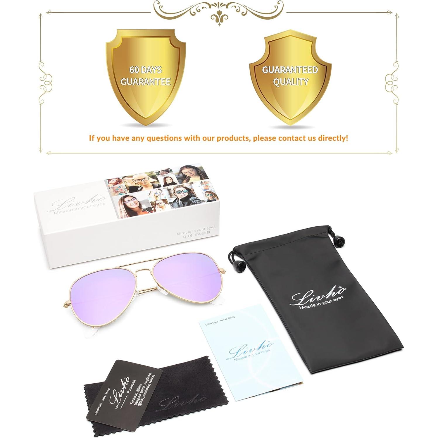 Gafas de sol aviador polarizadas Livho UV400 Oro Lila