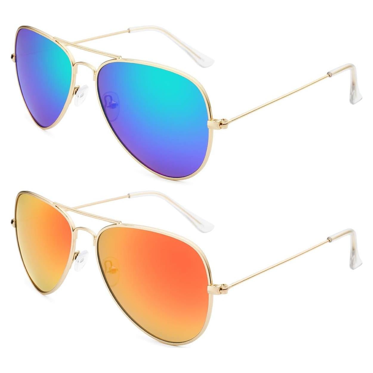 Gafas de sol Livhò aviador polarizadas UV400 oro púrpura/azul