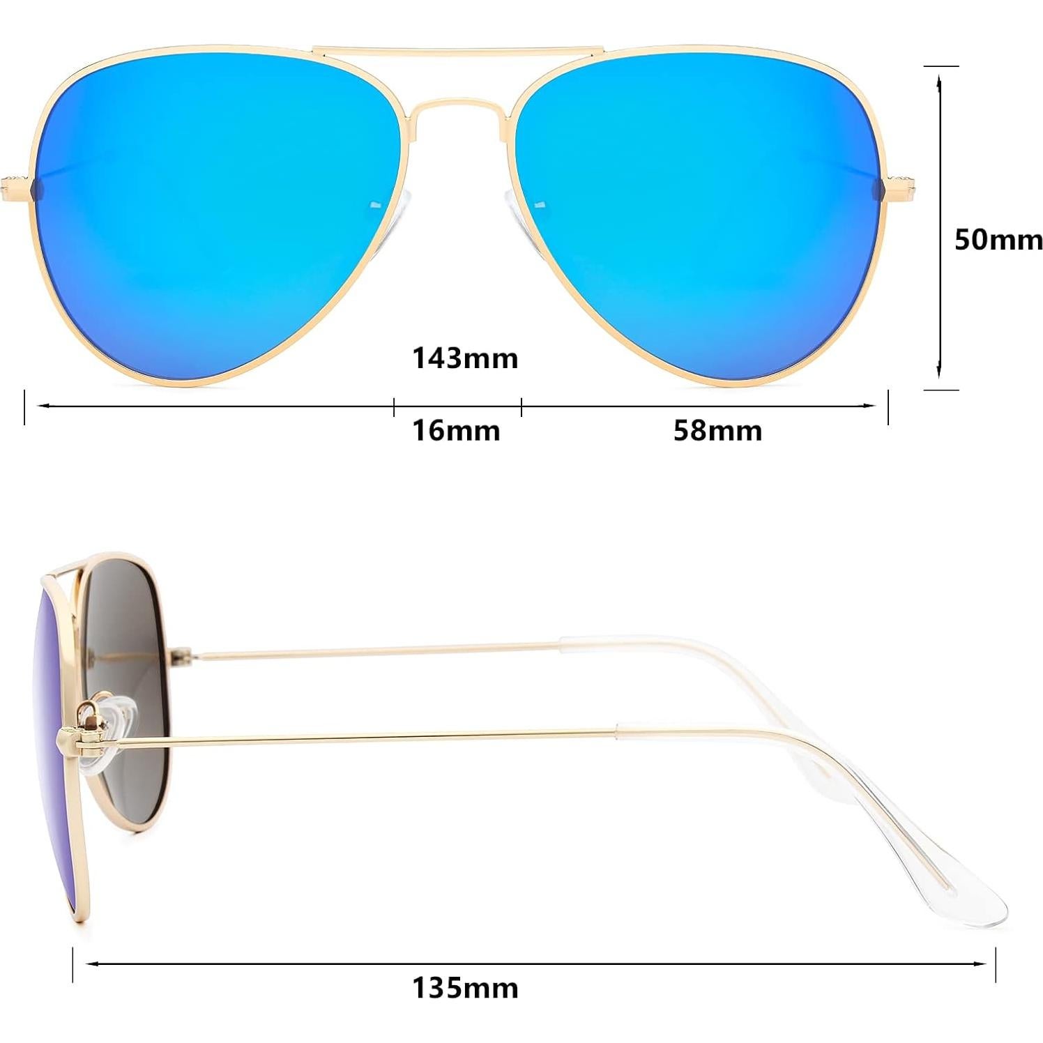 Gafas de sol Livho aviador polarizadas UV400 Oro Púrpura/Azul