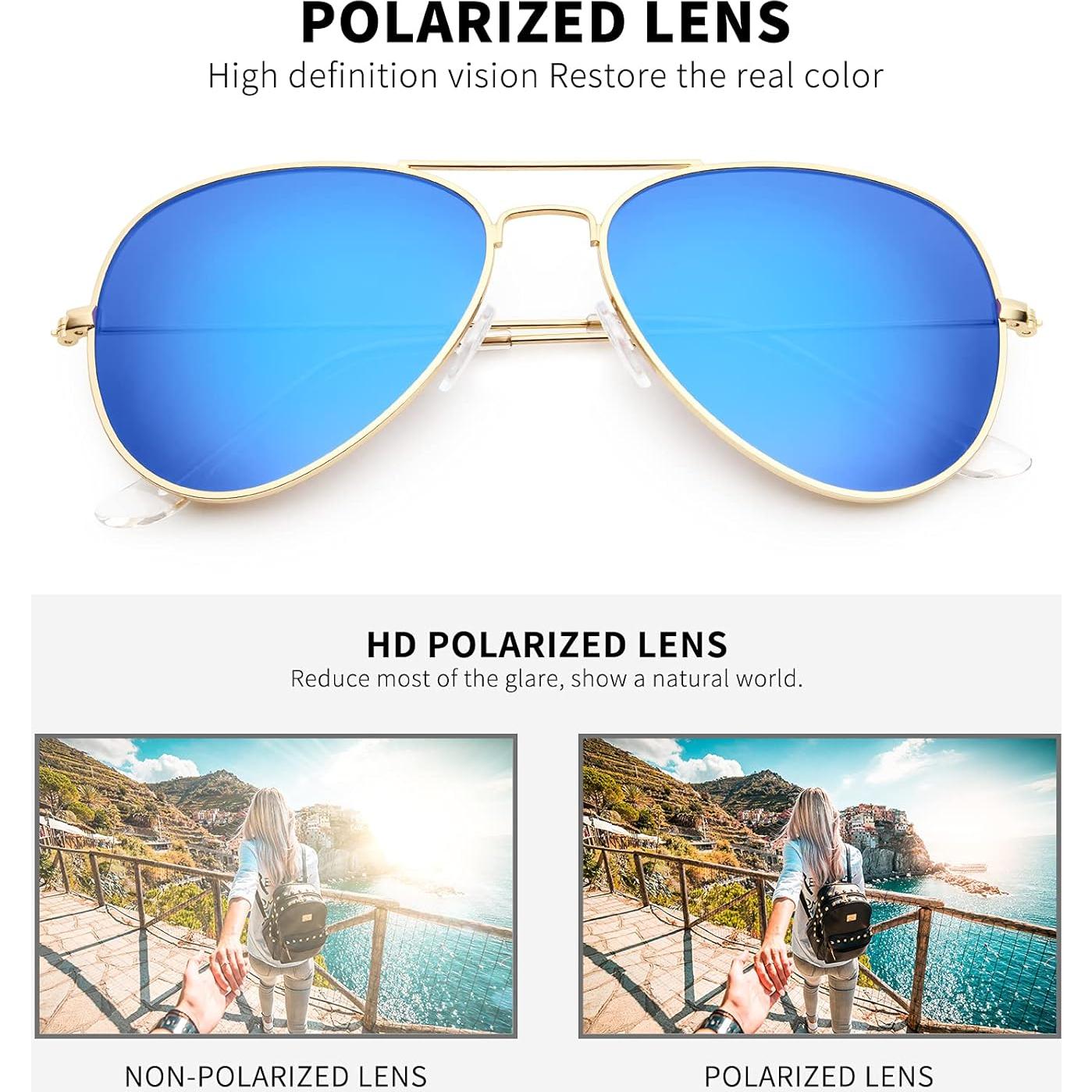 Gafas de sol Livho aviador polarizadas UV400 Oro Púrpura/Azul