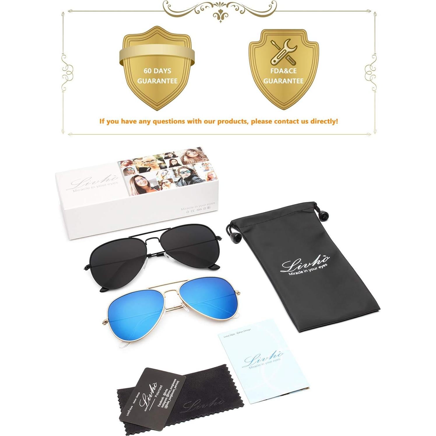 Gafas de Sol Livhò Aviador Polarizadas UV400 Oro/Azul