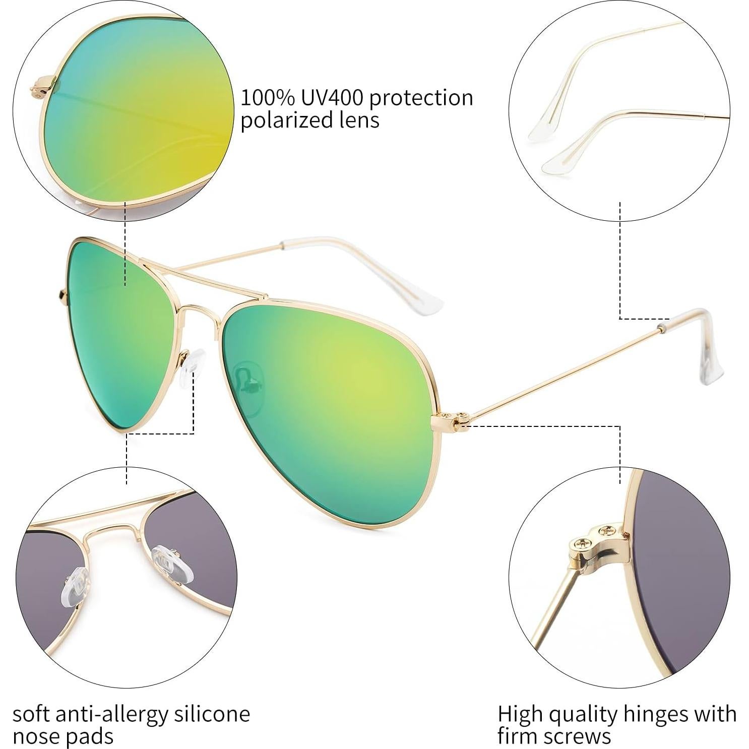 Gafas de Sol Livho Aviador Polarizadas UV400 Oro Verde