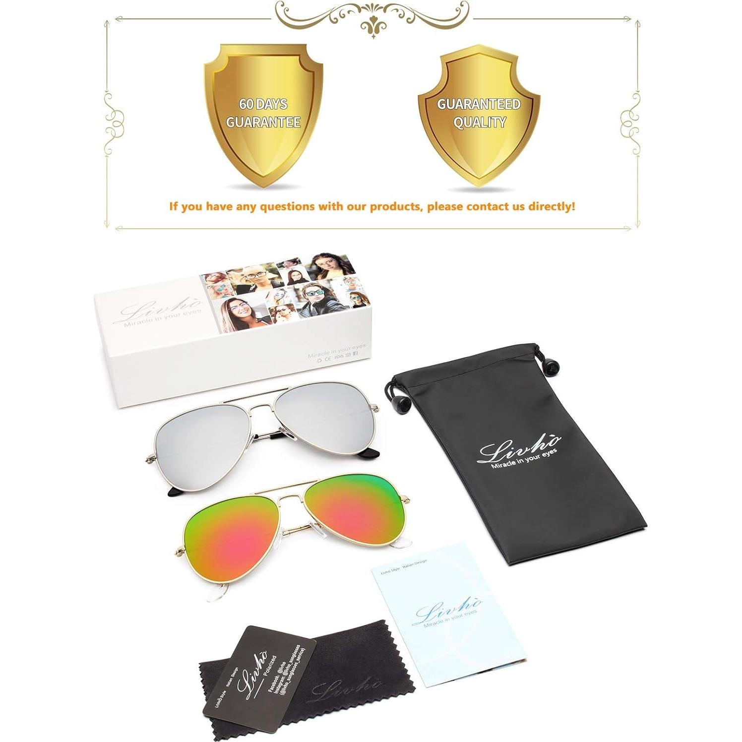 Gafas de Sol Livhò Aviador Polarizadas UV400 Oro Verde/Naranja