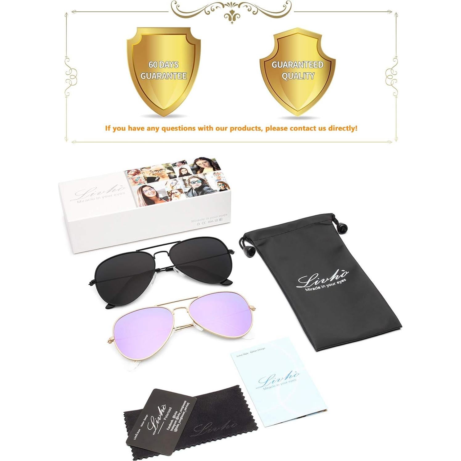 Gafas de Sol Livhò Aviador Polarizadas UV400 Dorado Lila