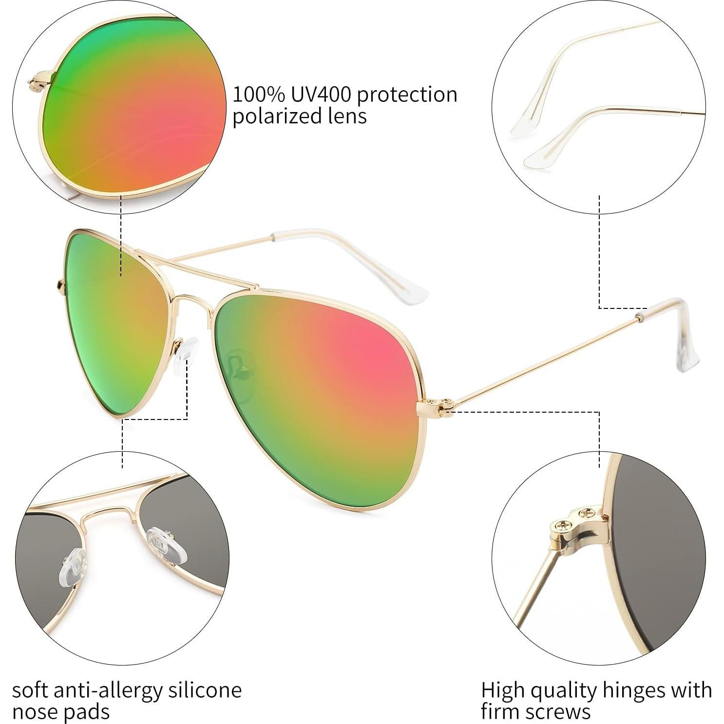 Gafas de Sol Aviador Polarizadas Livho UV400 Oro Verde/Naranja