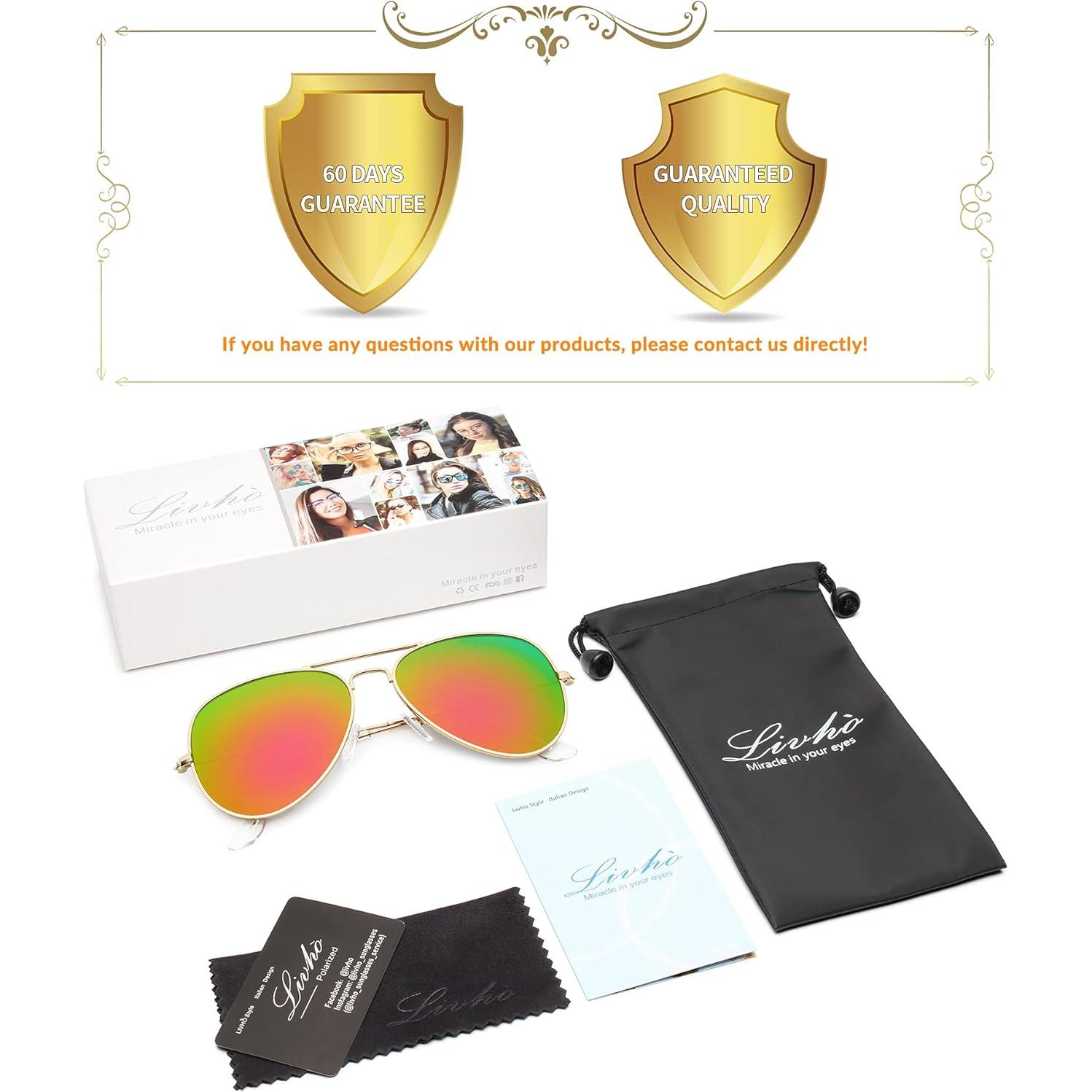 Gafas de Sol Aviador Polarizadas Livho UV400 Oro Verde/Naranja