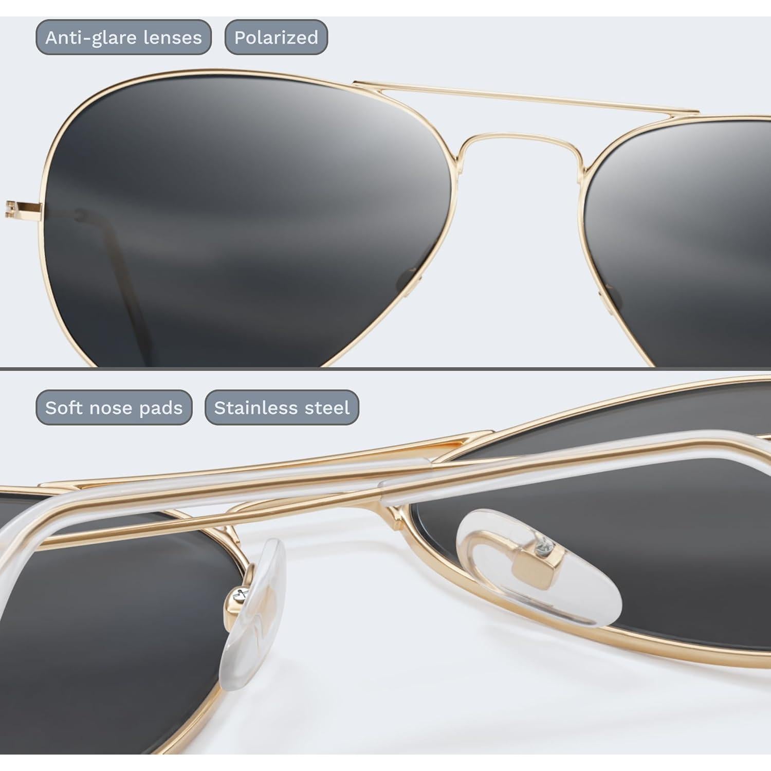 Gafas de Sol Livho Aviador Polarizadas UV400 Dorado Negro