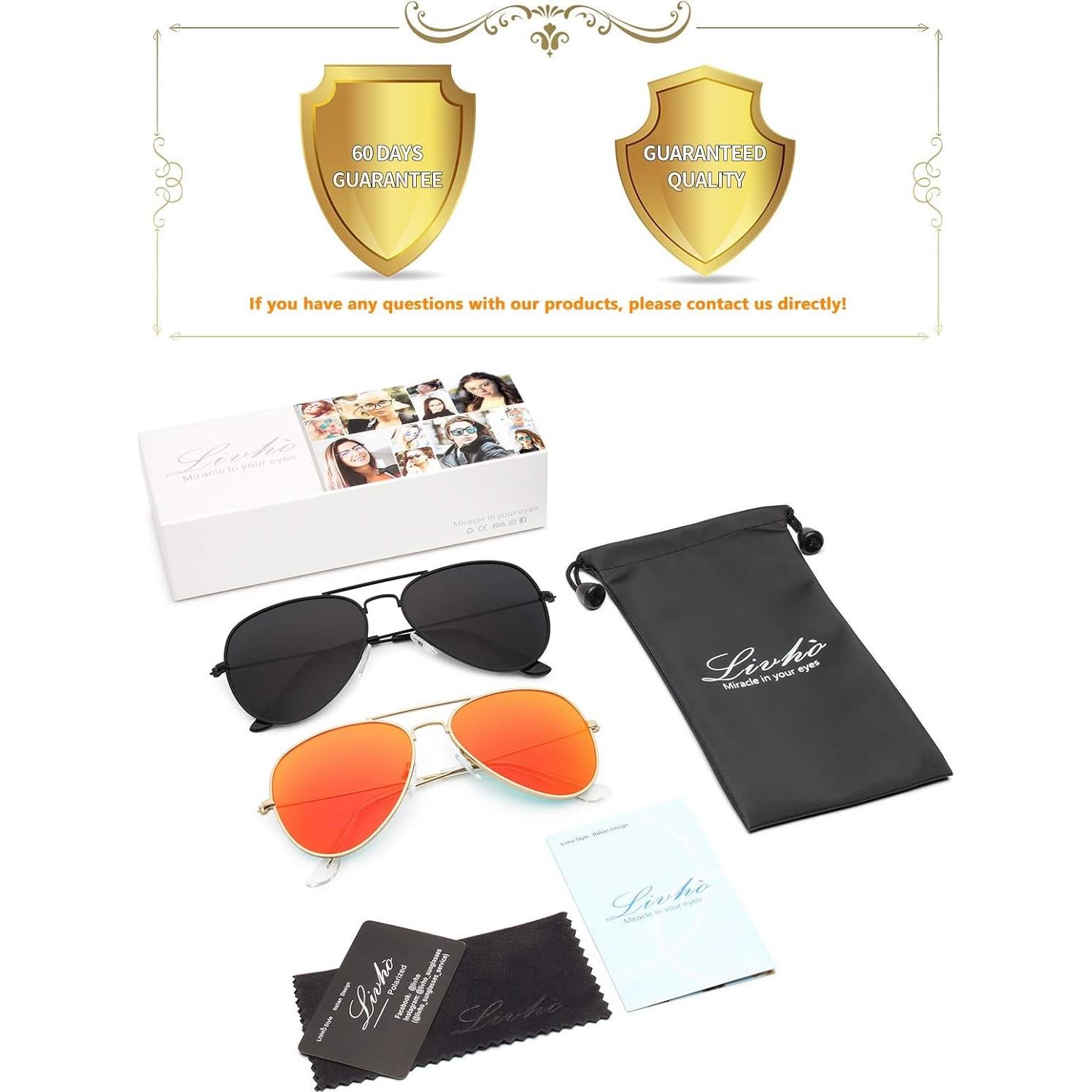 Gafas de Sol Livhò Aviador Polarizadas UV400 Dorado/Naranja