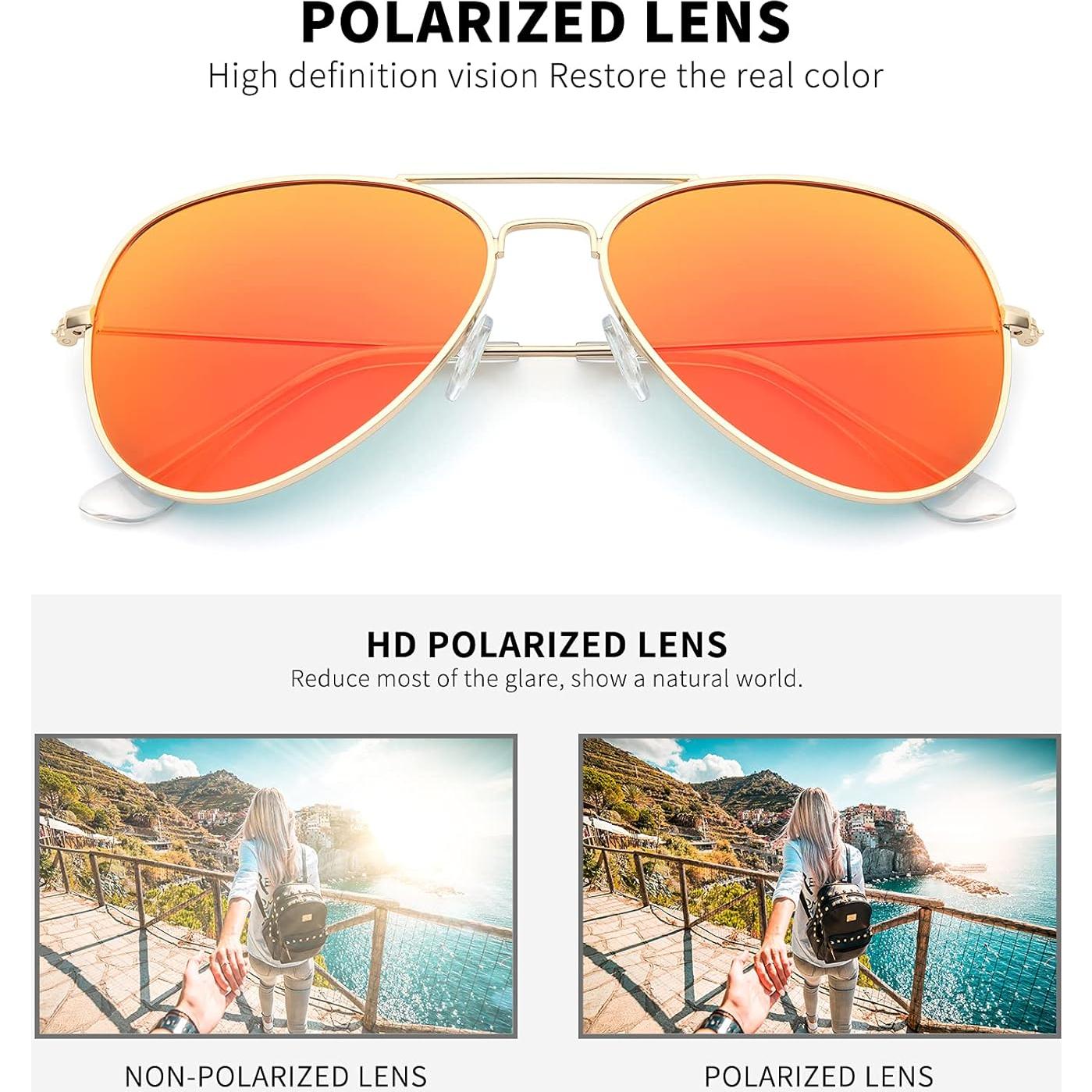 Gafas de Sol Livho Aviador Polarizadas UV400 Dorado Naranja