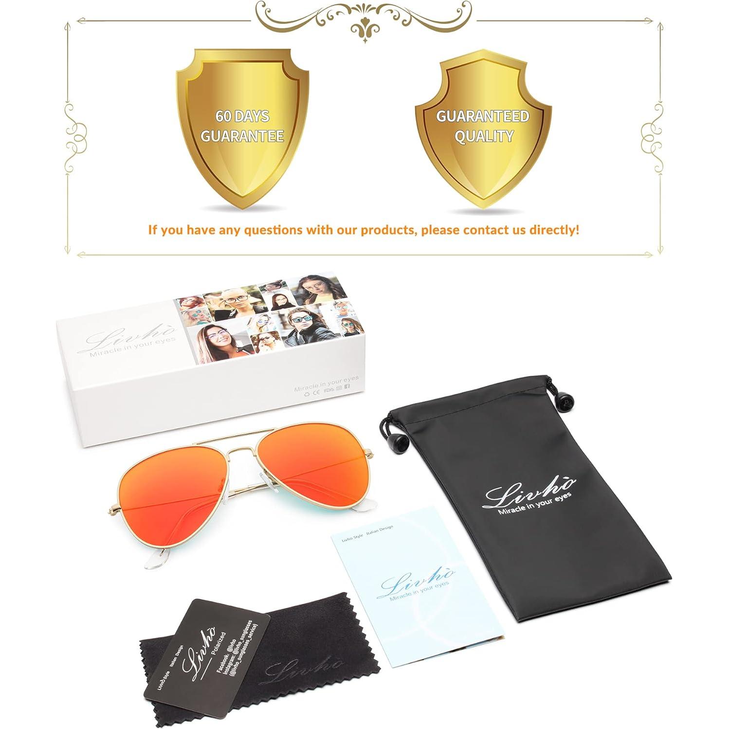 Gafas de Sol Livho Aviador Polarizadas UV400 Dorado Naranja