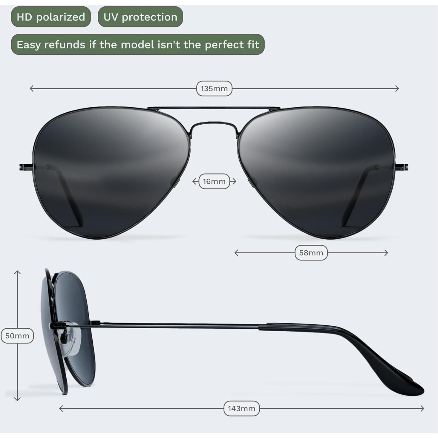 Gafas de sol Livho aviador polarizadas UV400 para unisex