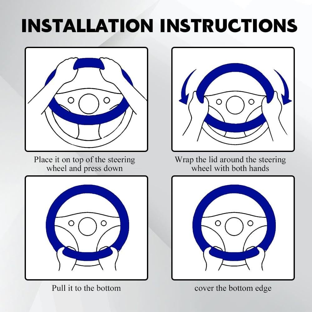 Cubierta de Volante de Coche HABNVUON 37-38cm Cuero Rojo