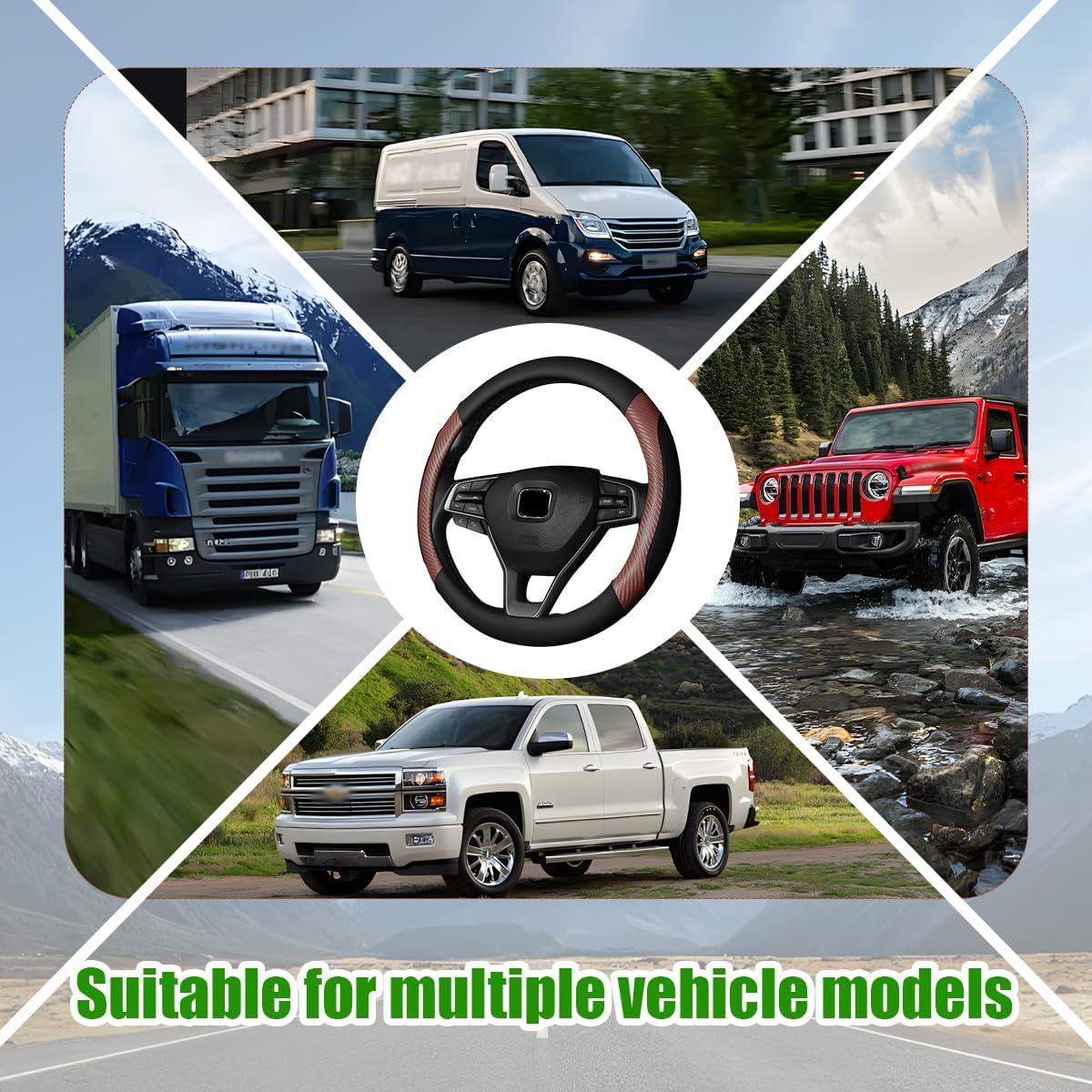 Cubierta de Volante Sandfren 15 Pulgadas Cuero Fibra Carbono