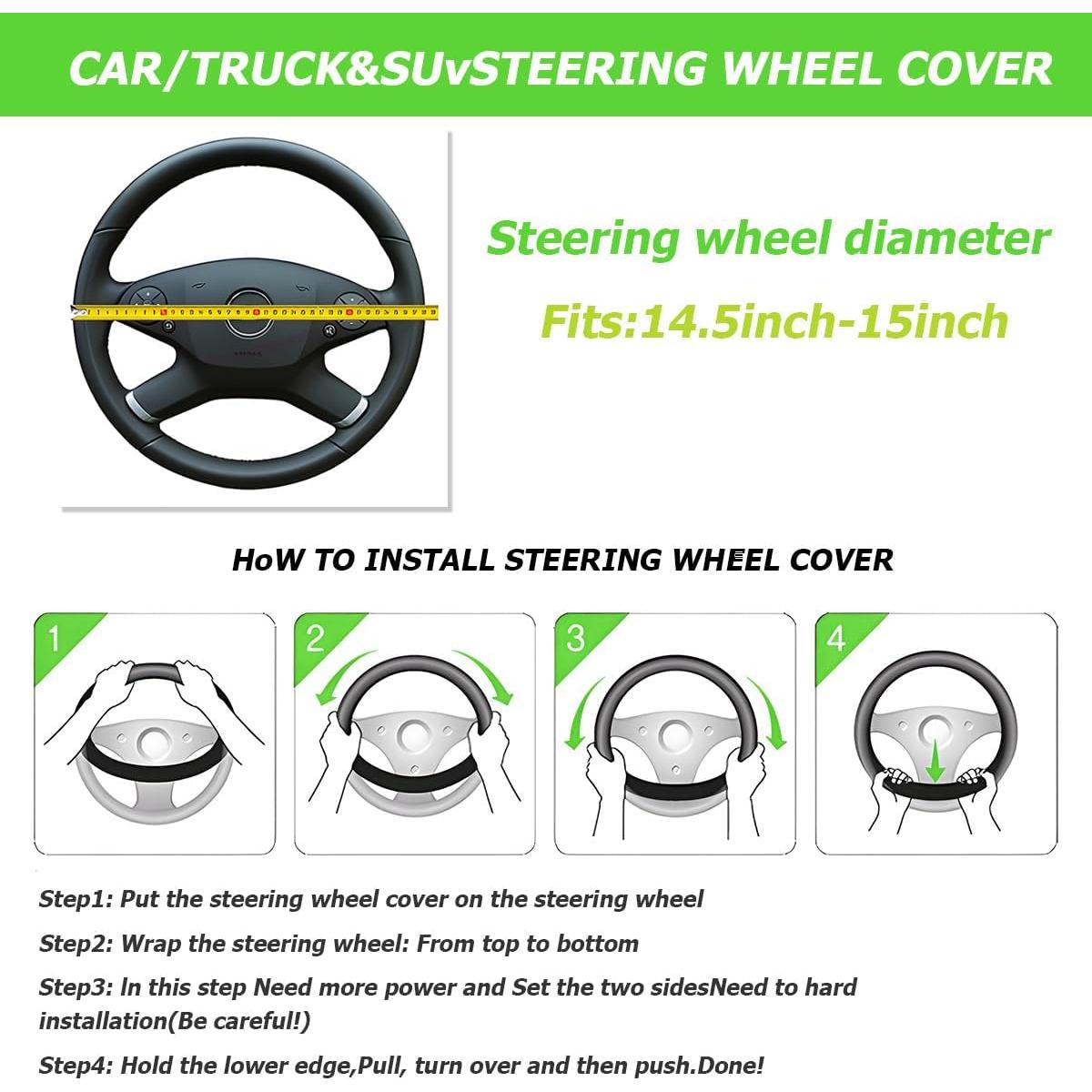 Cubierta de Volante Sandfren 15 Pulgadas Cuero Fibra Carbono