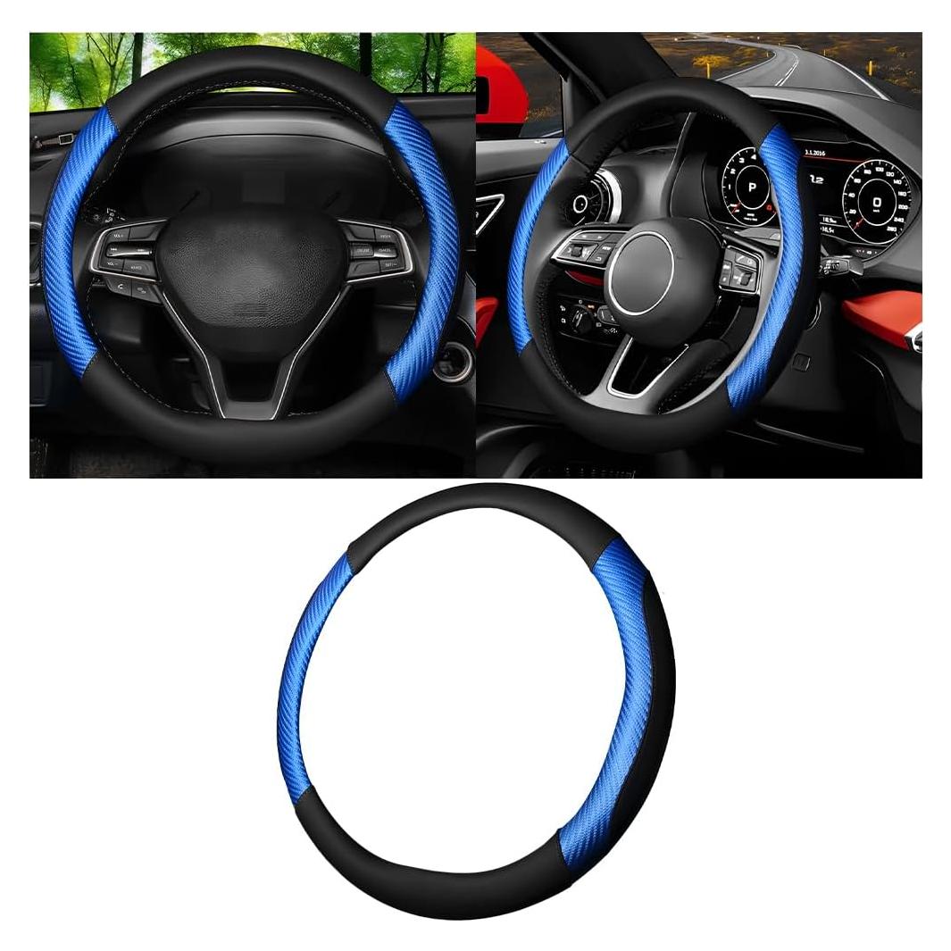 Funda de Volante Sandfren 15 Pulgadas Cuero Fibra Carbono