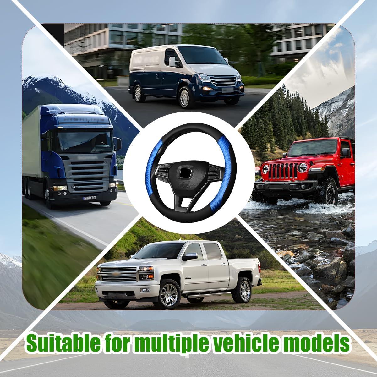 Funda de Volante Sandfren 15 Pulgadas Cuero Fibra Carbono