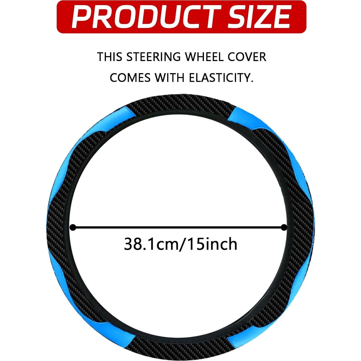 Cubierta de Volante HHZL 38 cm Antideslizante Azul y Negra