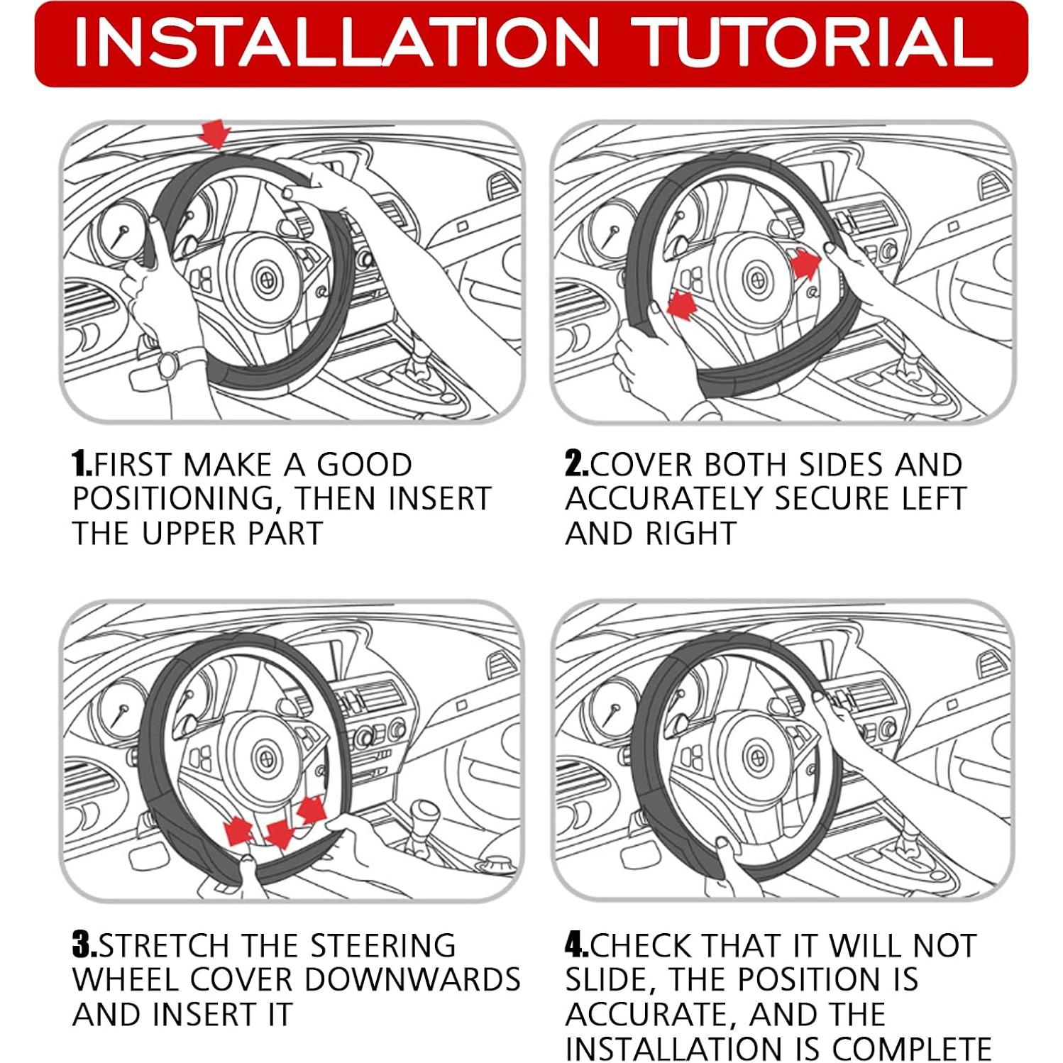 Cubierta de Volante HHZL 38 cm Antideslizante Azul y Negra