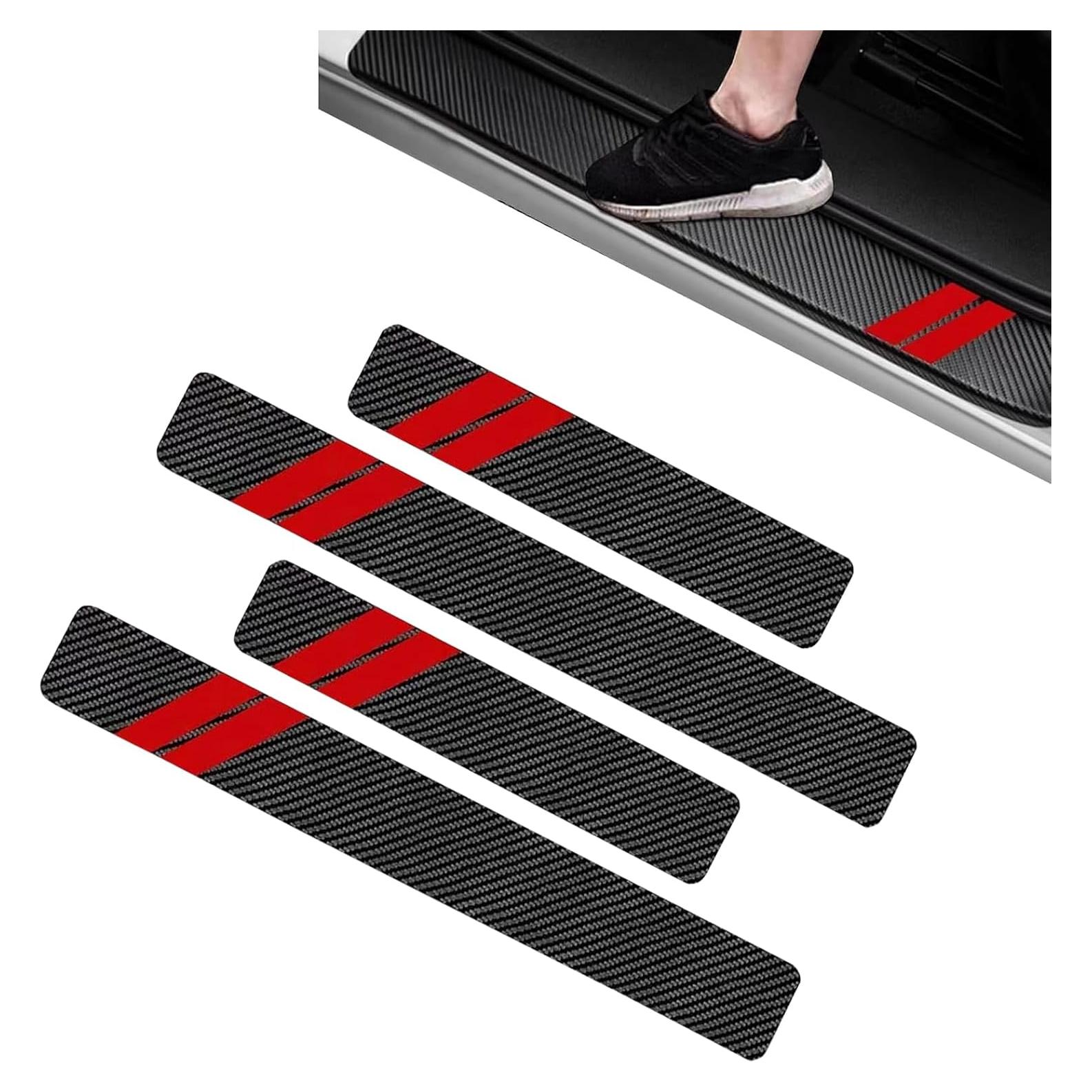 Protector de Umbral de Puerta Ferianl 4PCS Rojo y Negro