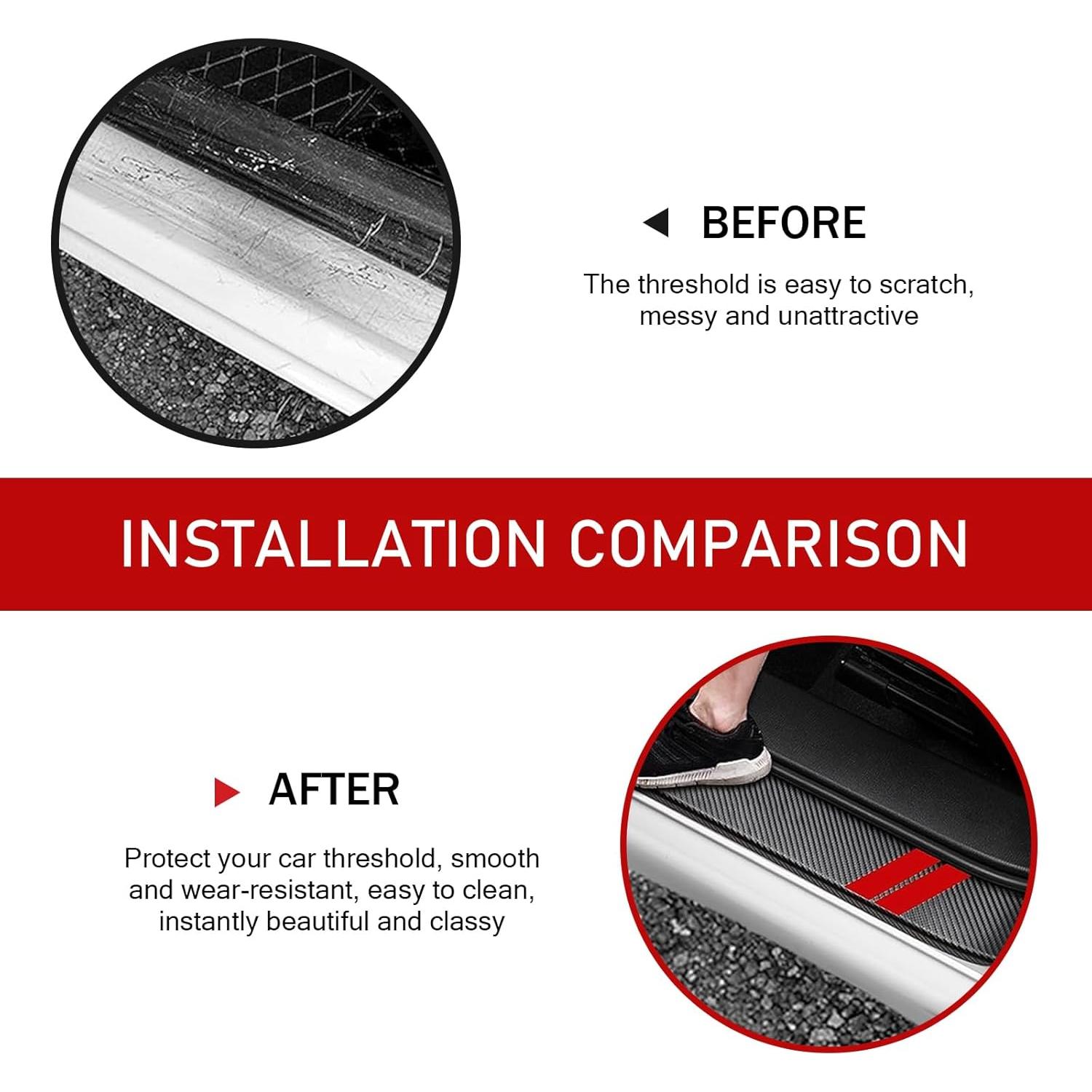 Protector de Umbral de Puerta Ferianl 4PCS Rojo y Negro
