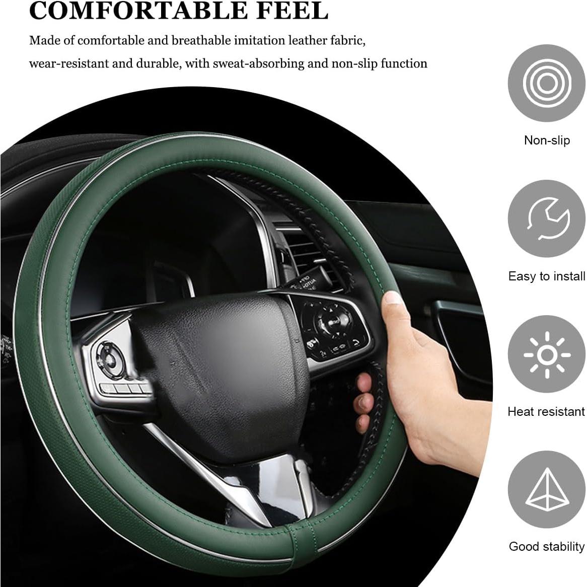 Funda de Volante YTFRL 15 Pulgadas Antideslizante Verde