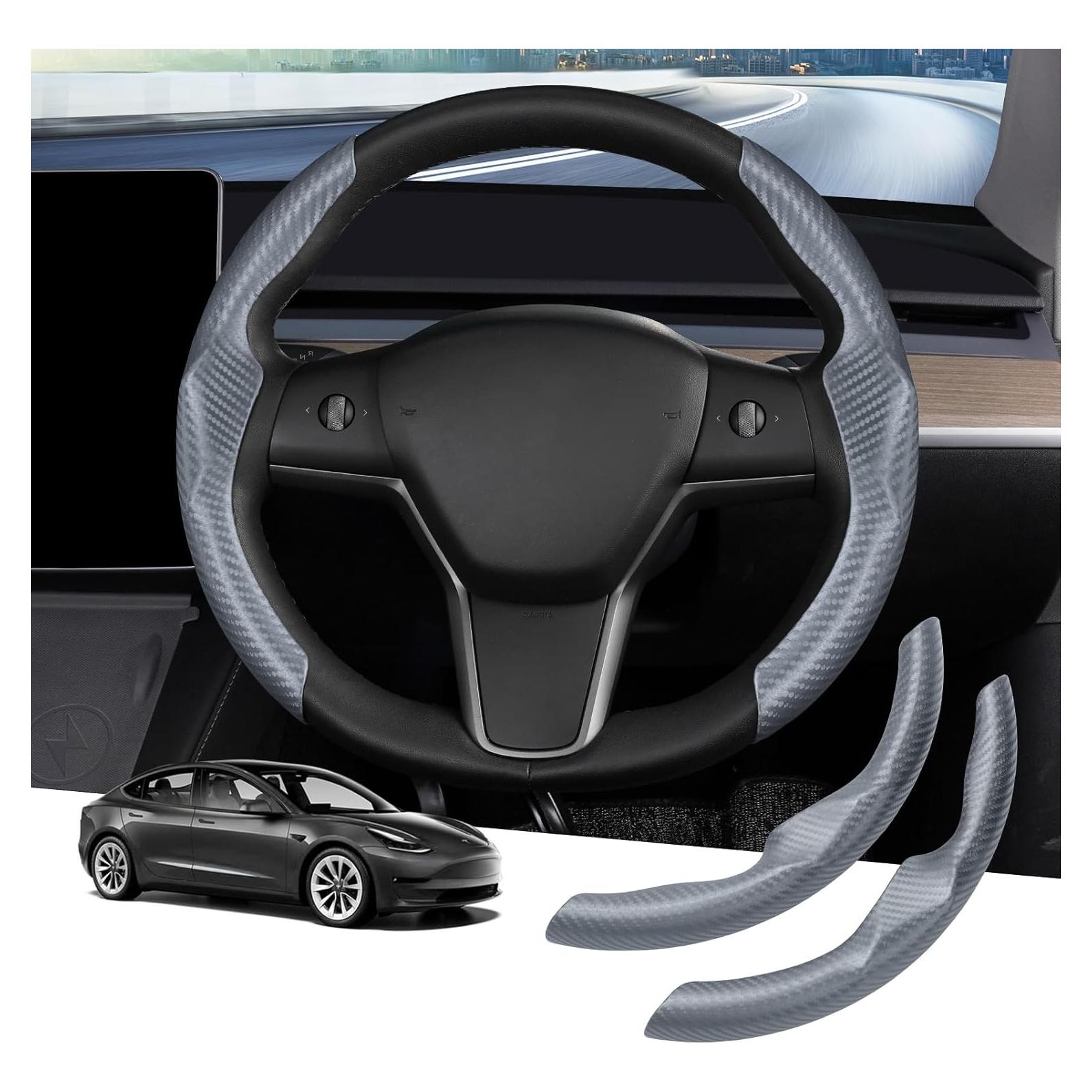 Cubierta de Volante Canvcle para Tesla Modelo 3/Y Gris