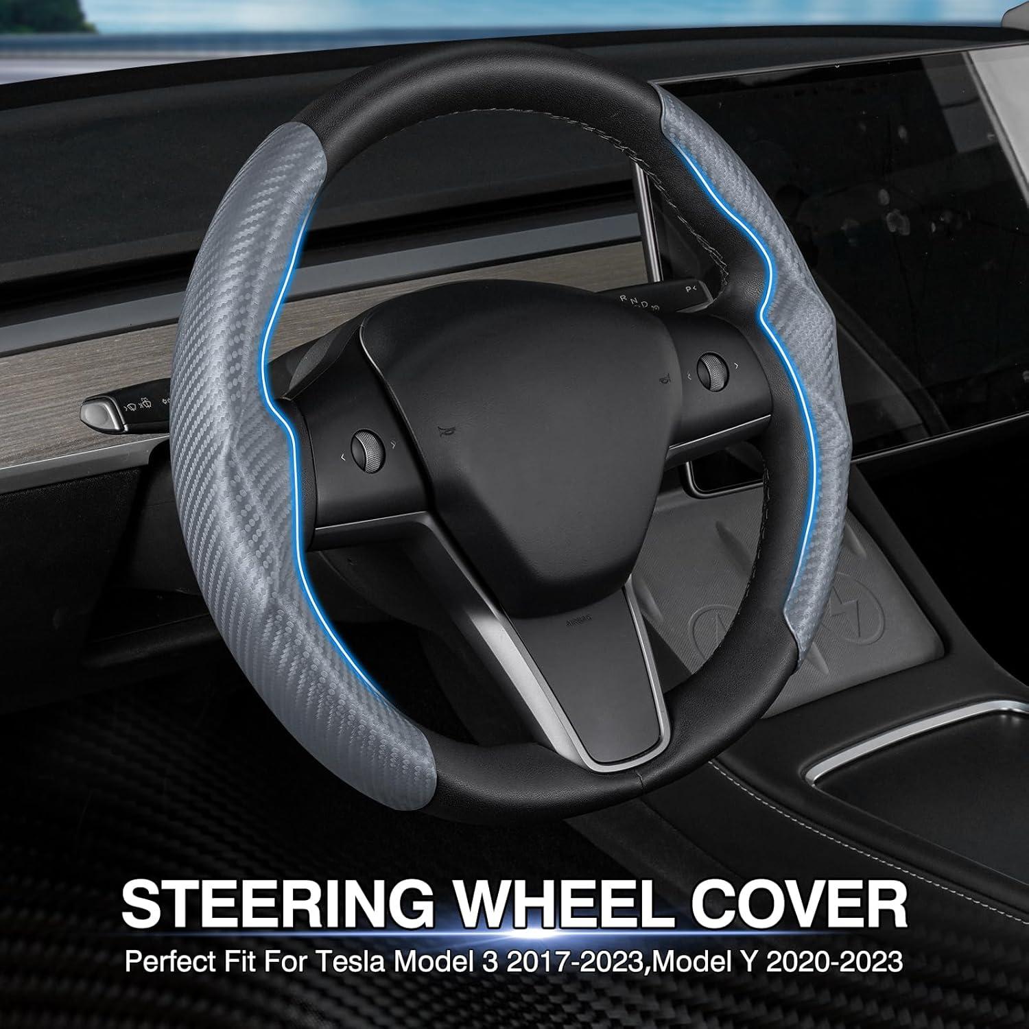 Cubierta de Volante Canvcle para Tesla Modelo 3/Y Gris