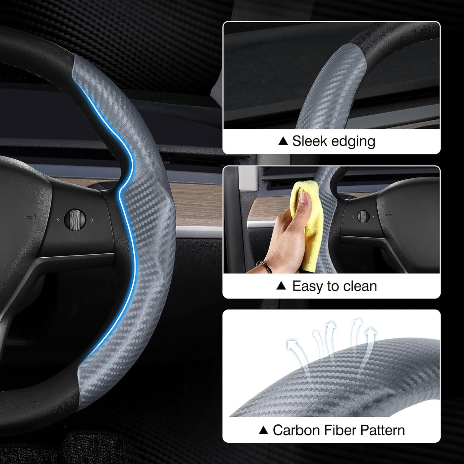 Cubierta de Volante Canvcle para Tesla Modelo 3/Y Gris