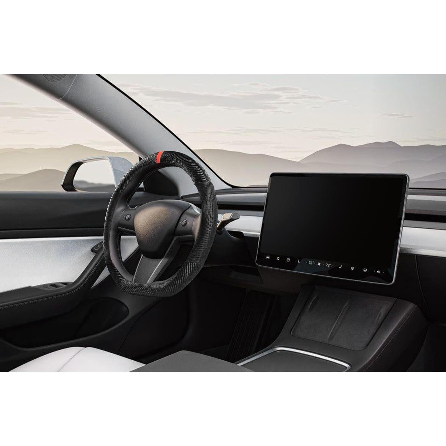 Funda de Volante KAFEEK para Tesla Model 3/Y, Fibra de Carbono