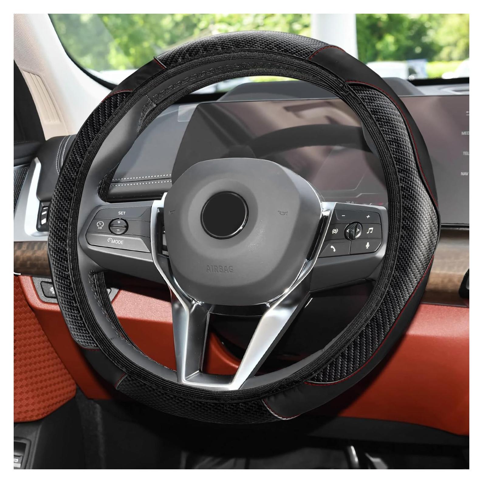 Funda de Volante de Coche Rebvugr 38 cm Antideslizante Negro