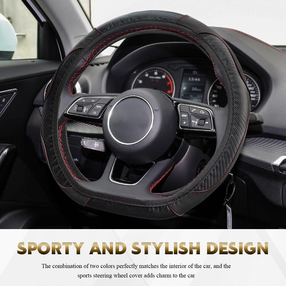 Funda de Volante de Coche Rebvugr 38 cm Antideslizante Negro