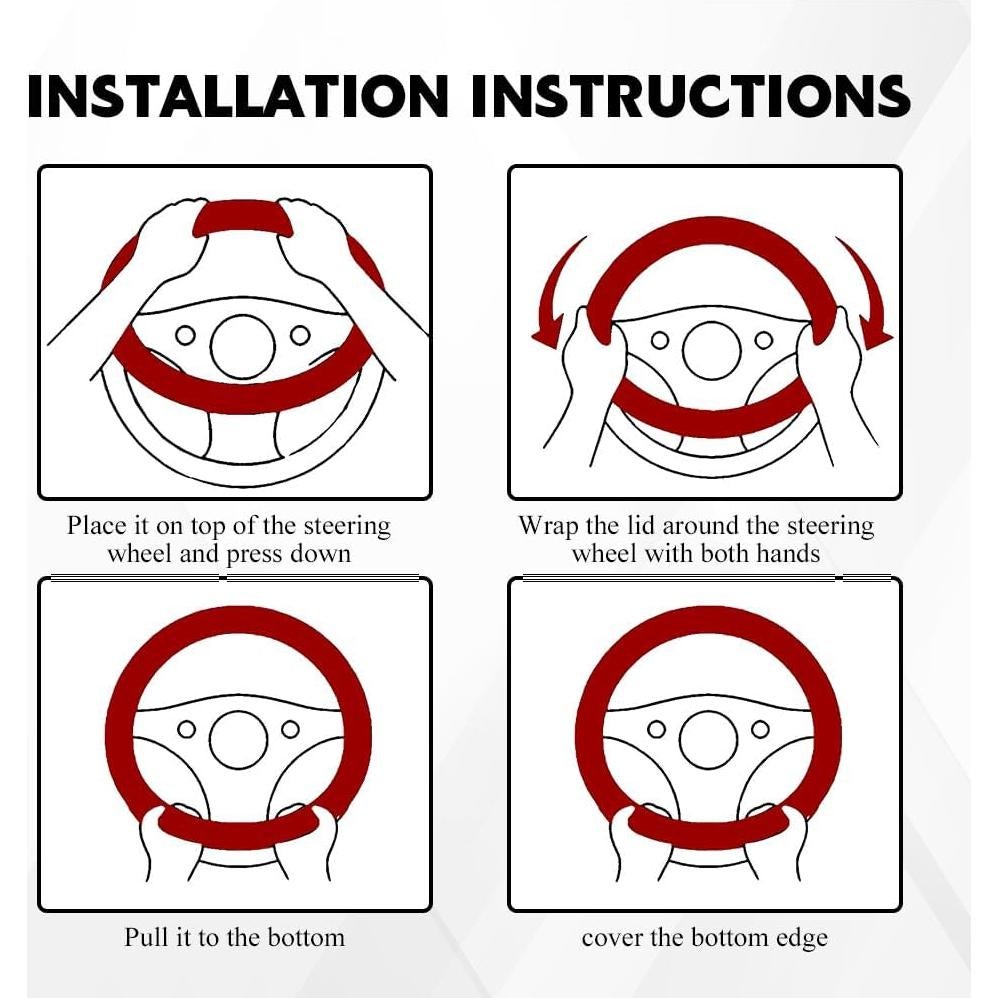 Funda de Volante de Coche Rebvugr 38 cm Antideslizante Negro