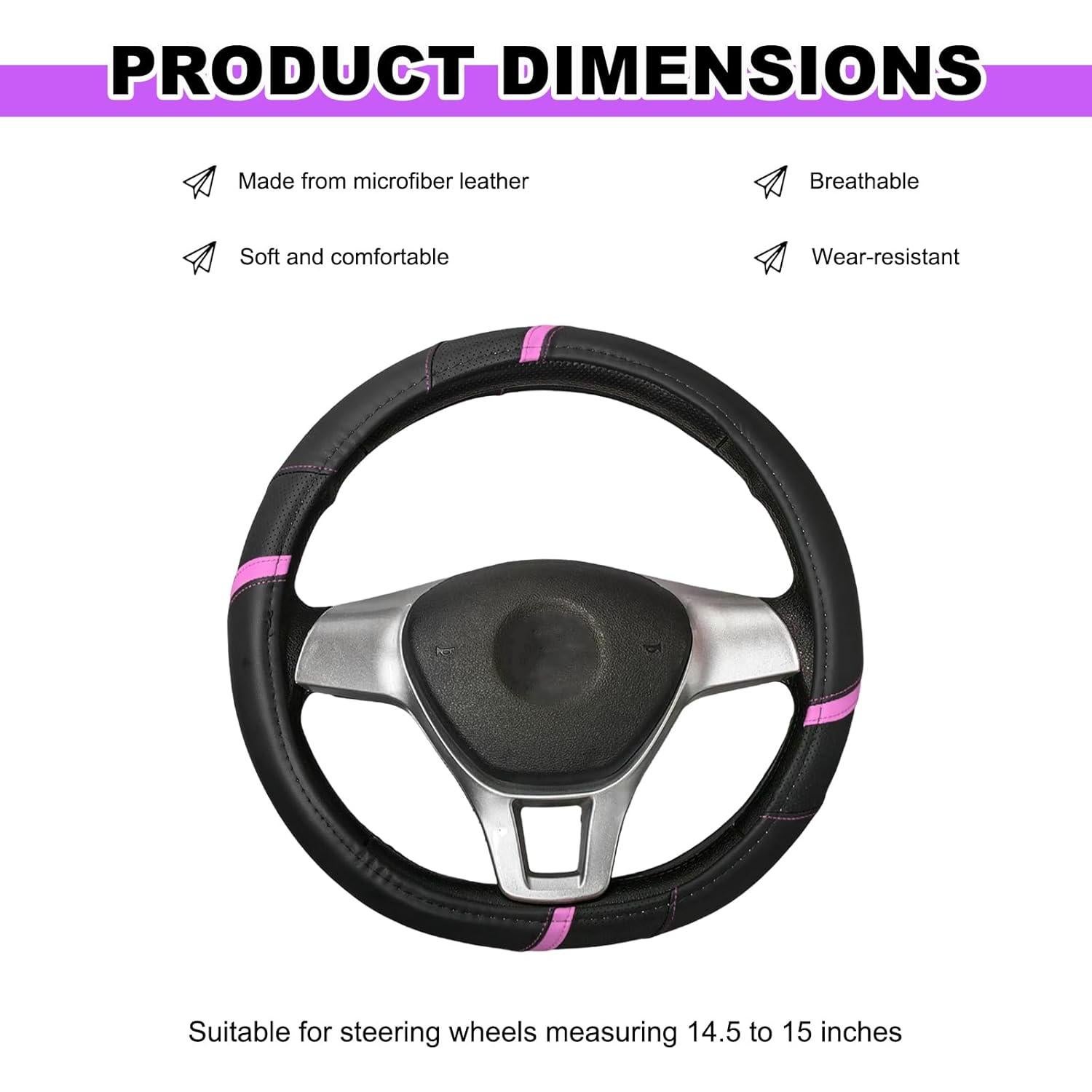 Funda de Volante de Coche JNXIJ 38.1 cm Antideslizante Rosa