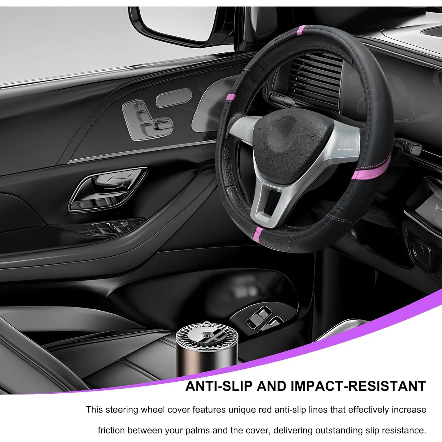 Funda de Volante de Coche JNXIJ 38.1 cm Antideslizante Rosa