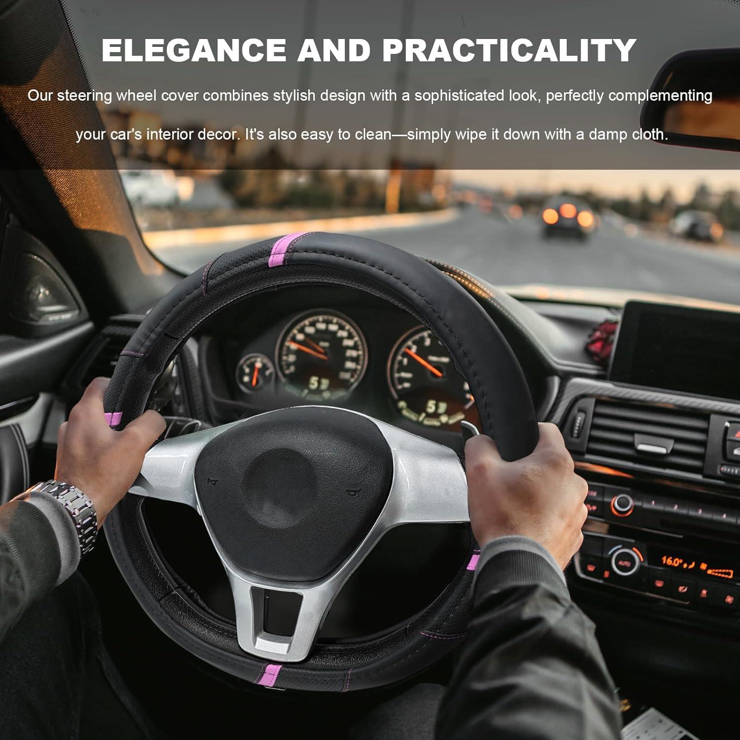 Funda de Volante de Coche JNXIJ 38.1 cm Antideslizante Rosa