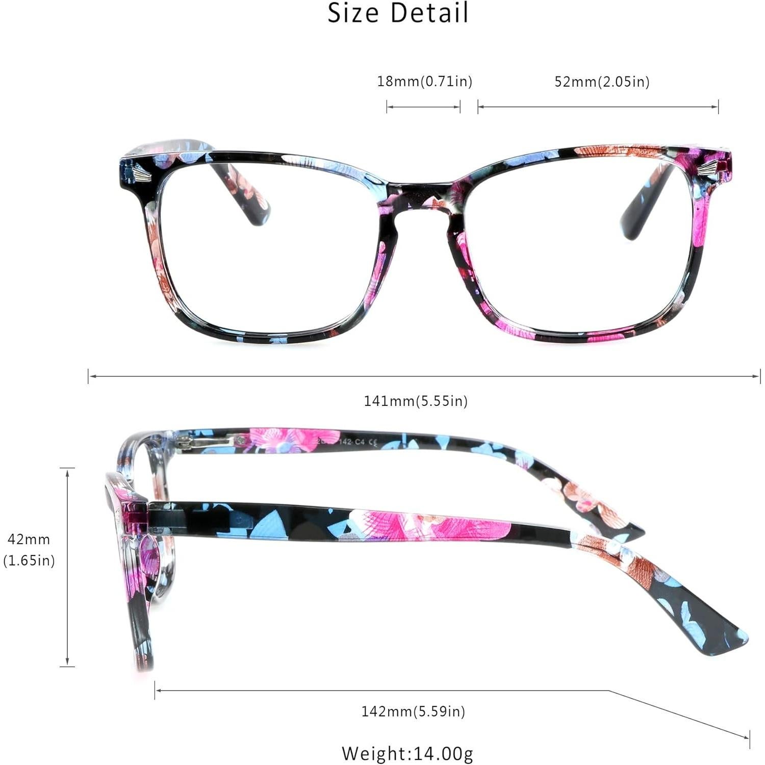 Gafas de lectura bifocal LifeArt Floral +1.25 anti luz azul