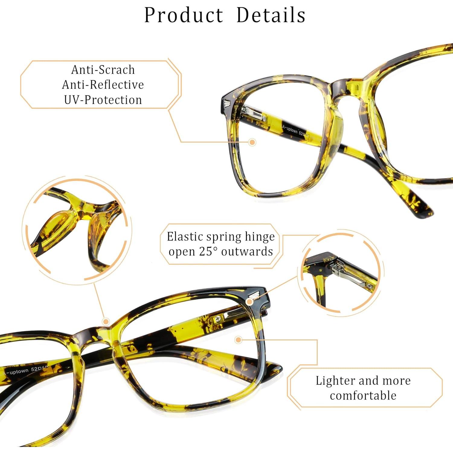 Gafas de lectura bifocal LifeArt tortuga amarilla +1.50