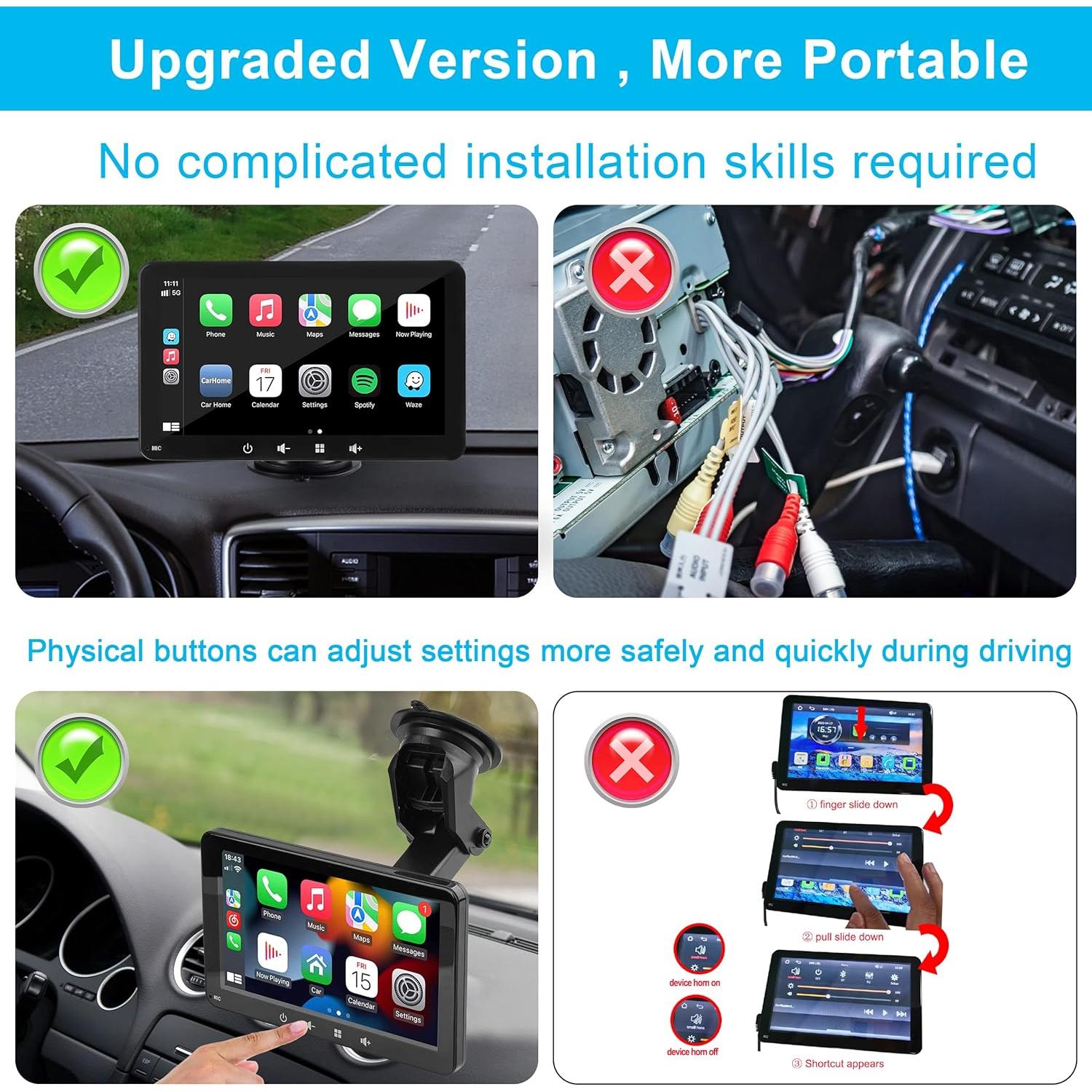 Estéreo de Coche Lyssiefeel 7" HD Carplay Android Auto