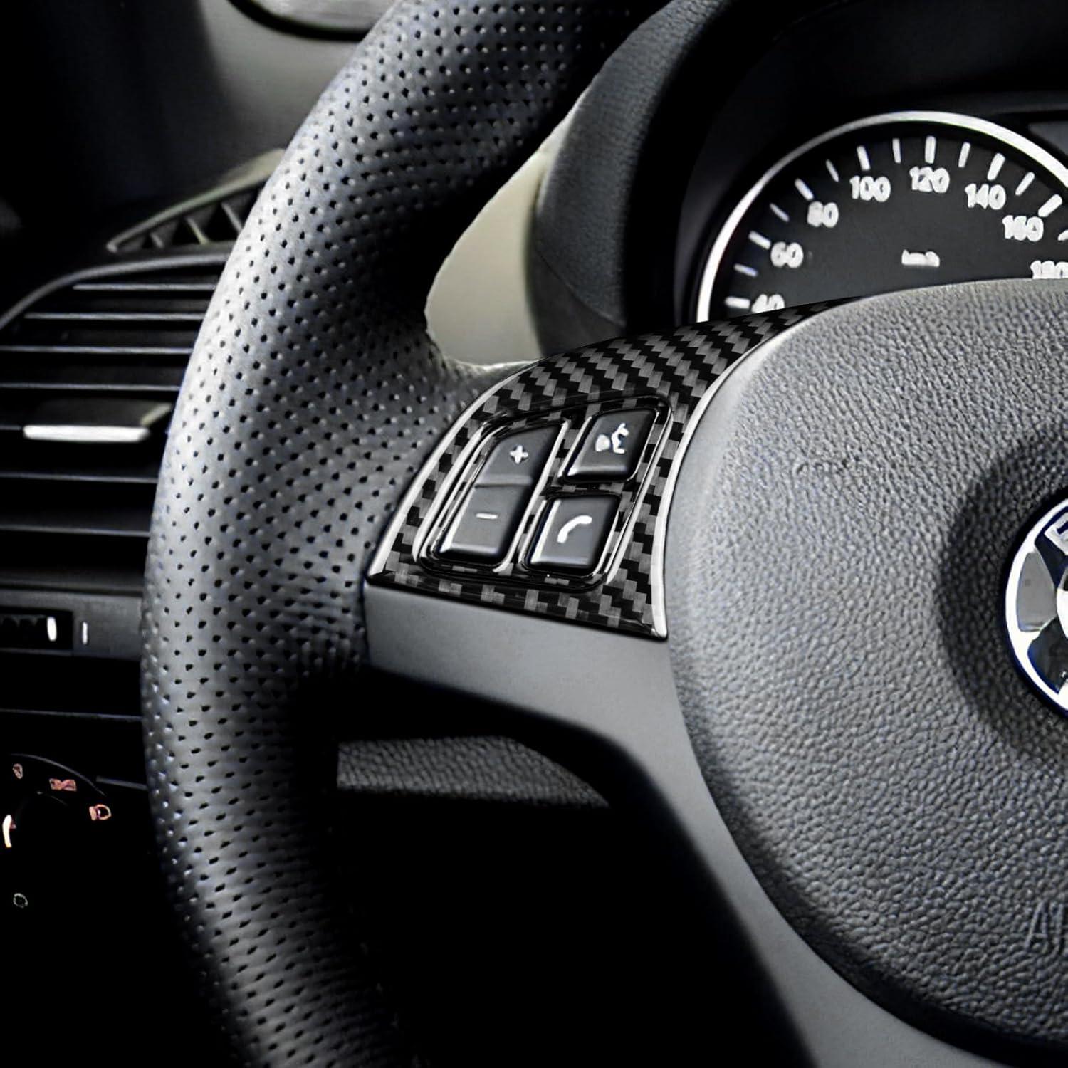 Marco de Botón de Volante FXETRNL Fibra de Carbono Negro 4pcs para BMW E82 E88