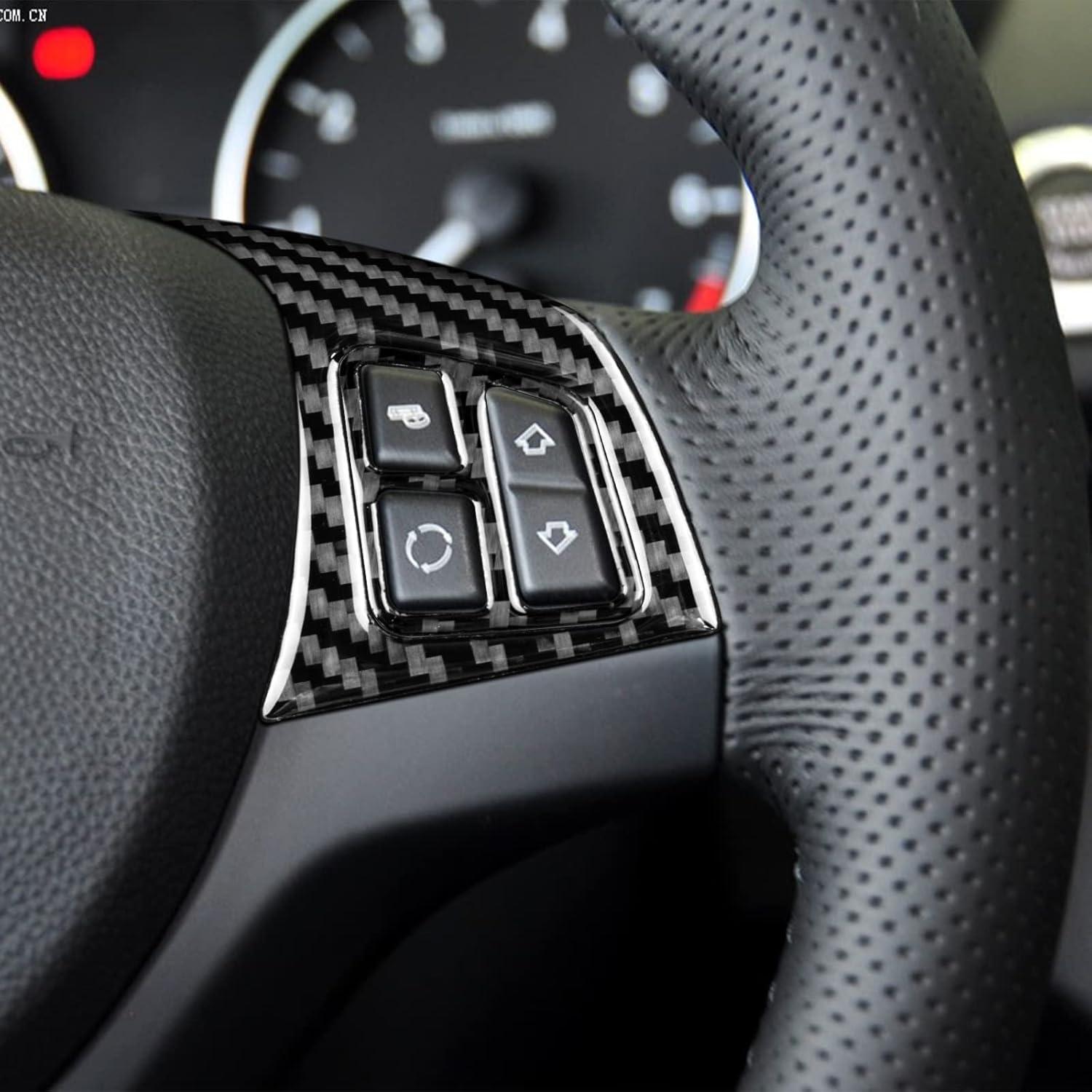 Marco de Botón de Volante FXETRNL Fibra de Carbono Negro 4pcs para BMW E82 E88