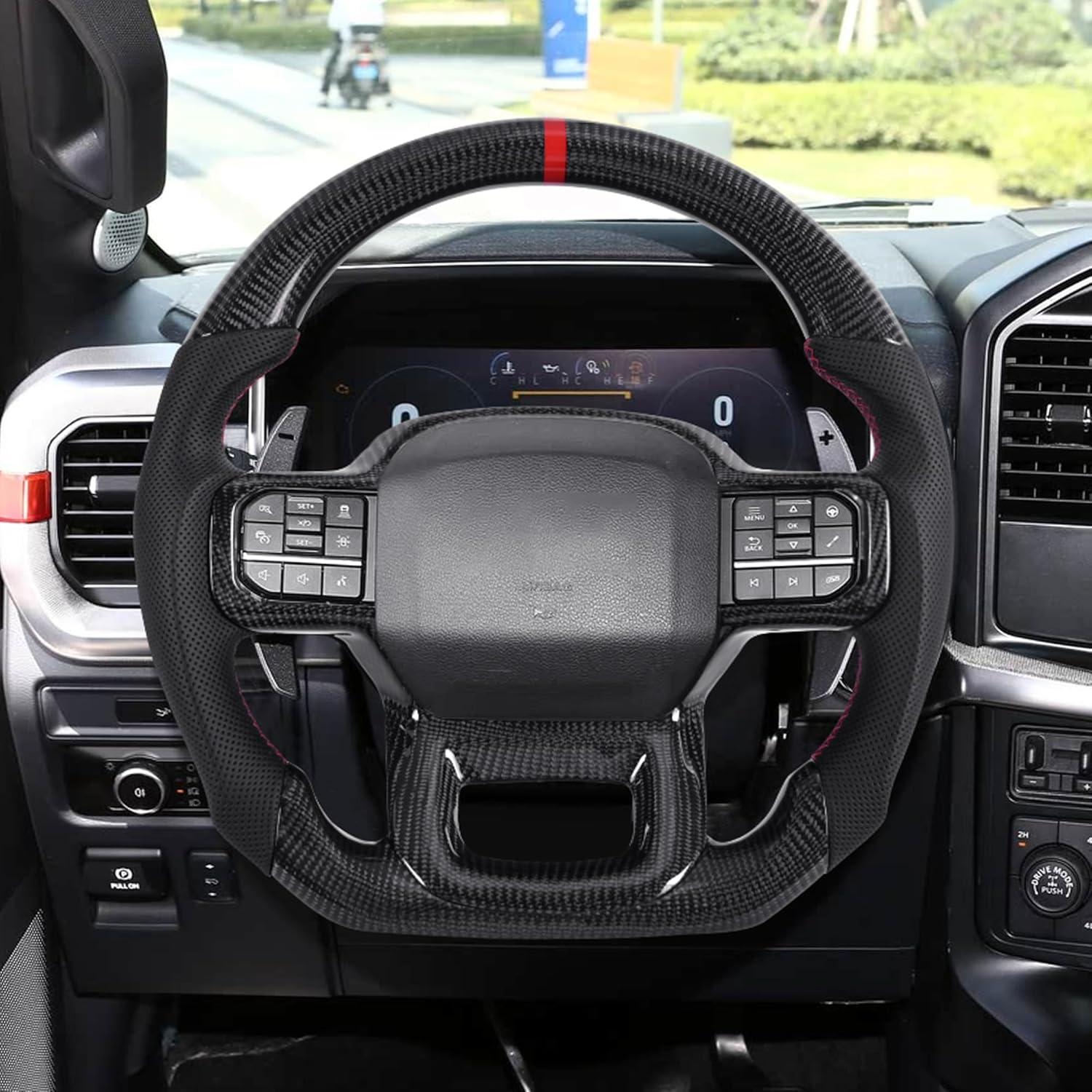 Volante de fibra de carbono LFEVOCSI para Ford F150 Raptor 2021-2023