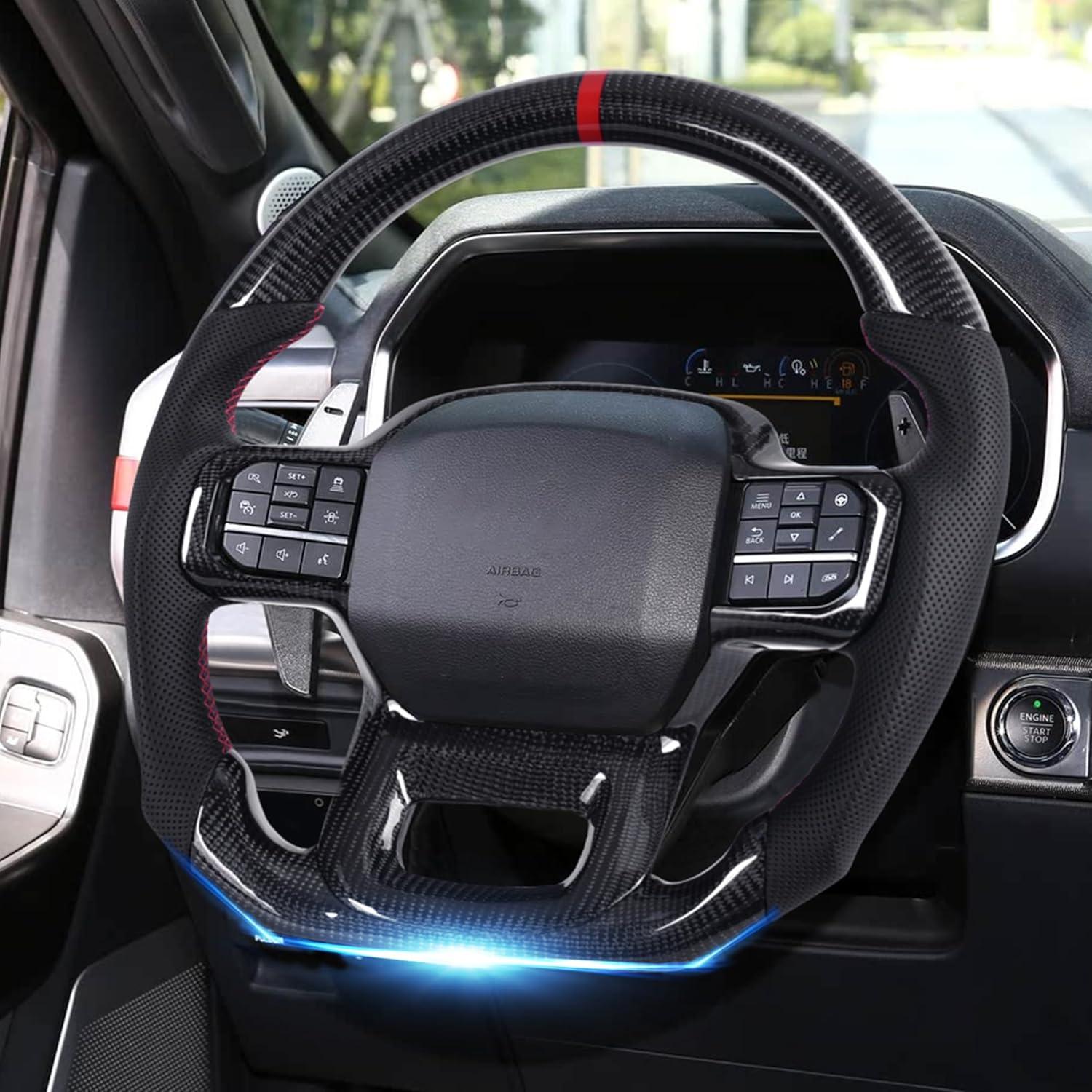 Volante de fibra de carbono LFEVOCSI para Ford F150 Raptor 2021-2023