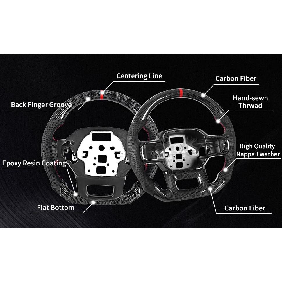 Volante de fibra de carbono LFEVOCSI para Ford F150 Raptor 2021-2023
