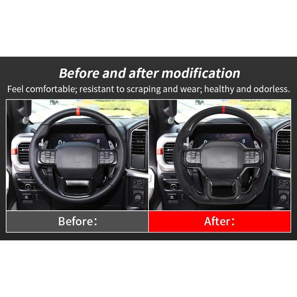 Volante de fibra de carbono LFEVOCSI para Ford F150 Raptor 2021-2023