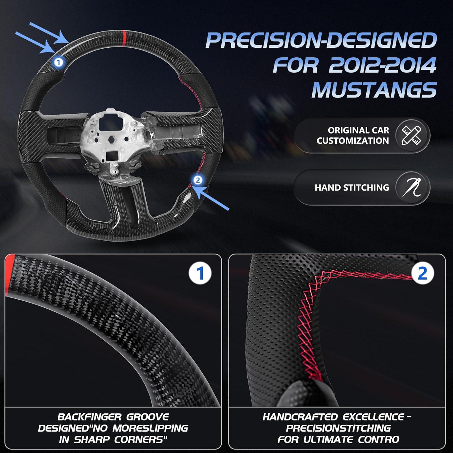 Volante de fibra de carbono EASSAFEX para Mustang 2012-2014