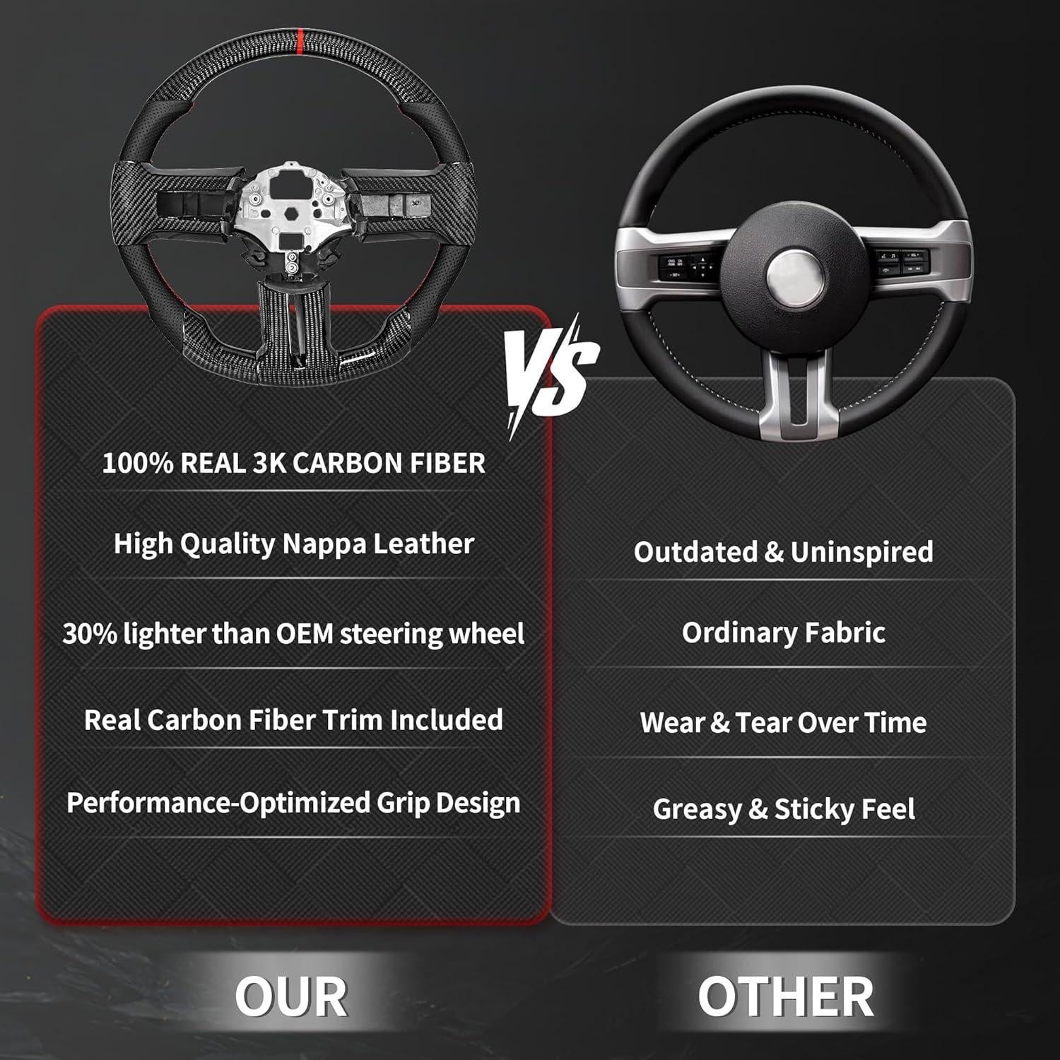 Volante de fibra de carbono EASSAFEX para Mustang 2012-2014