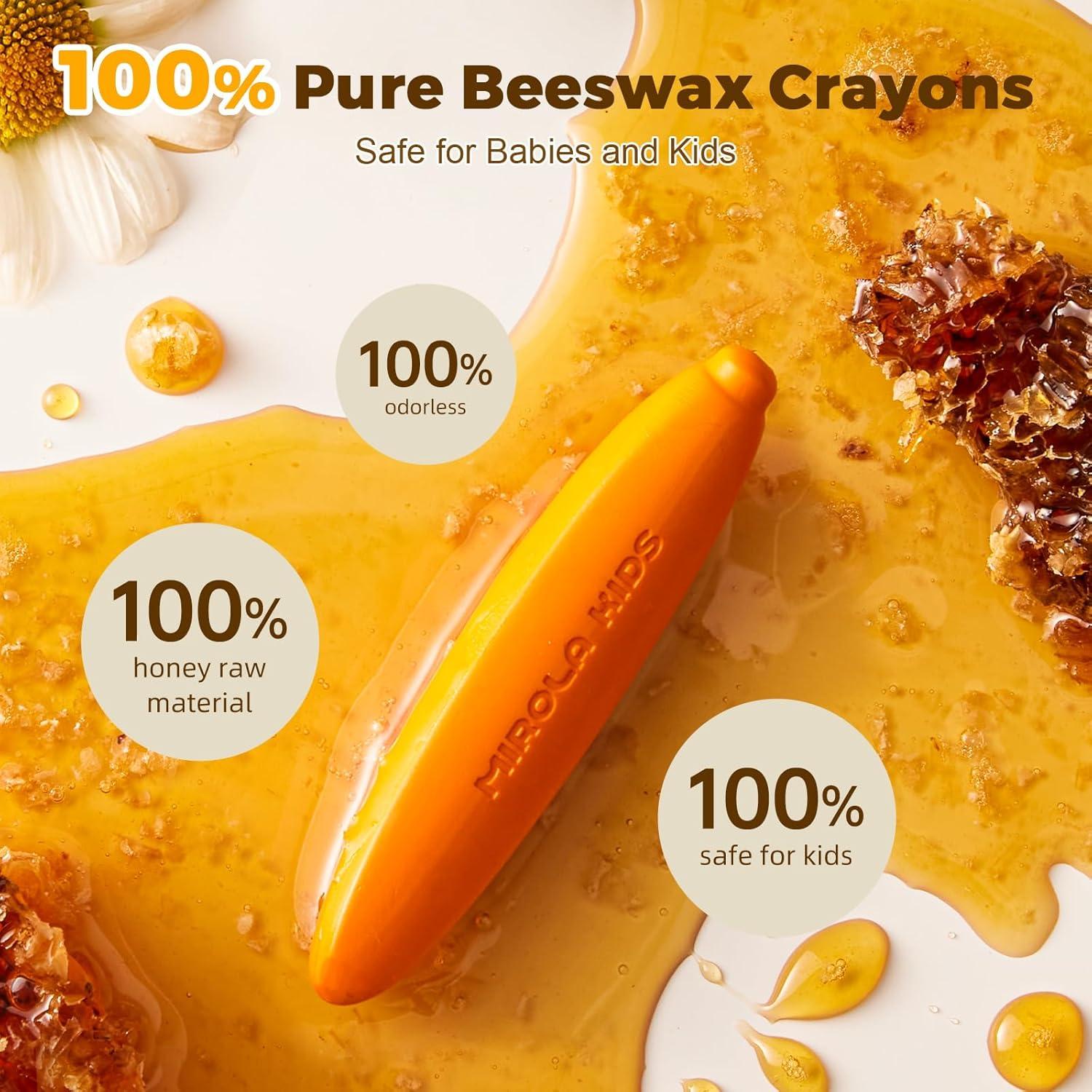 Crayones de Cera de Abeja MIROLA KIDS 12 Colores Lavables