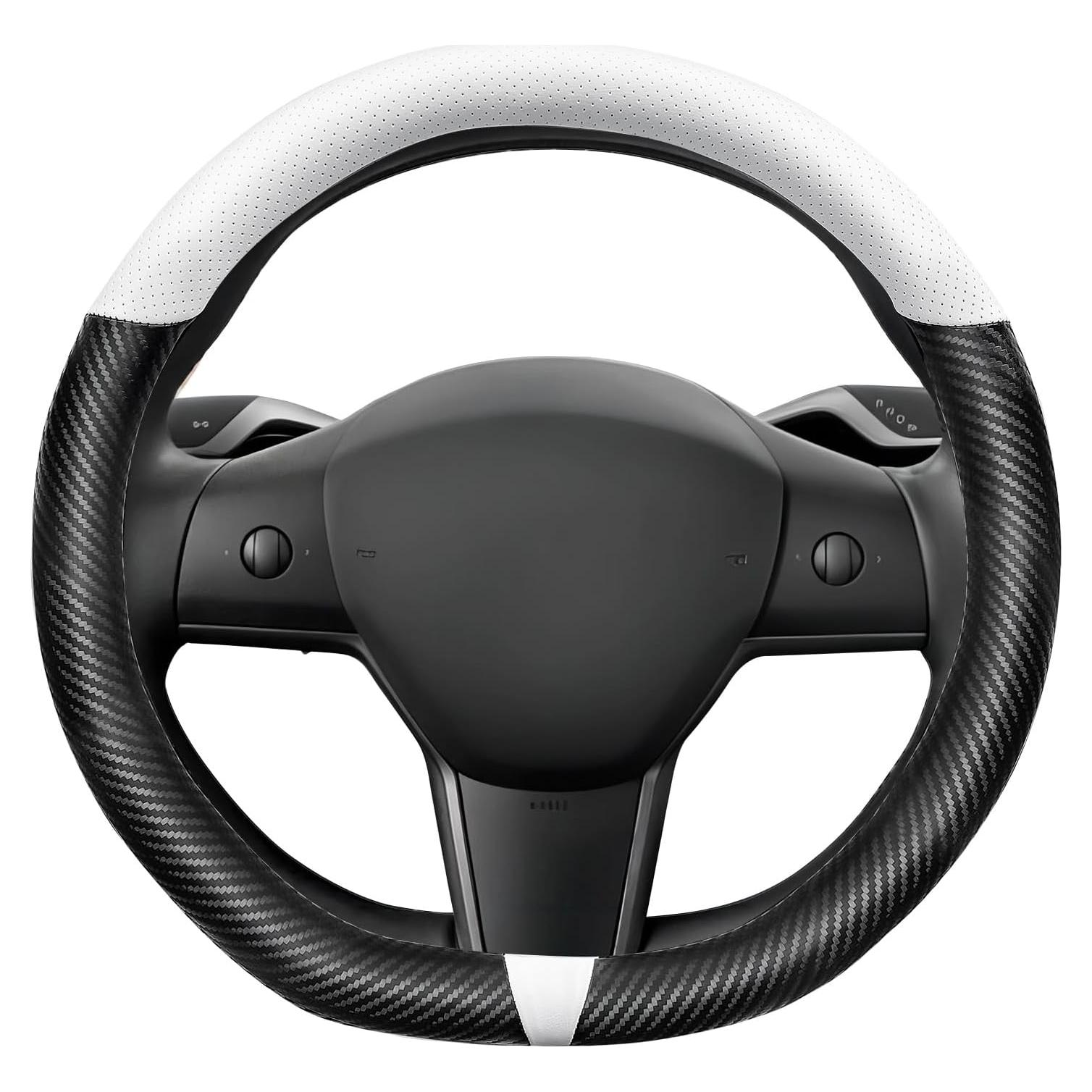 Cubierta de Volante Junsungo para Tesla Model 3/Y - Fibra de Carbono